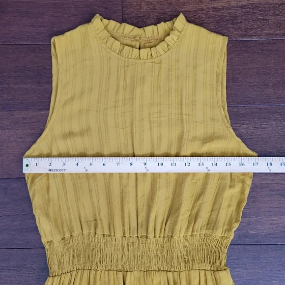 Shein Sleeveless High Neck Fit & Flare Knee Length Dress Mustard Women's L 8/10 - Picture 5 of 7